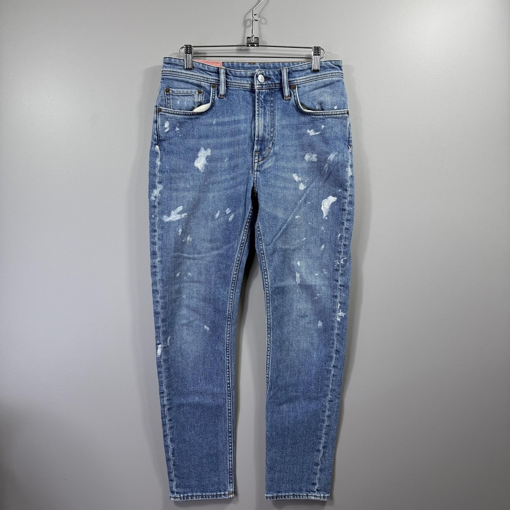 Acne Studios Bla Konst Melk Jeans Mens 28x32 Blue Slim Tapered Distressed Denim